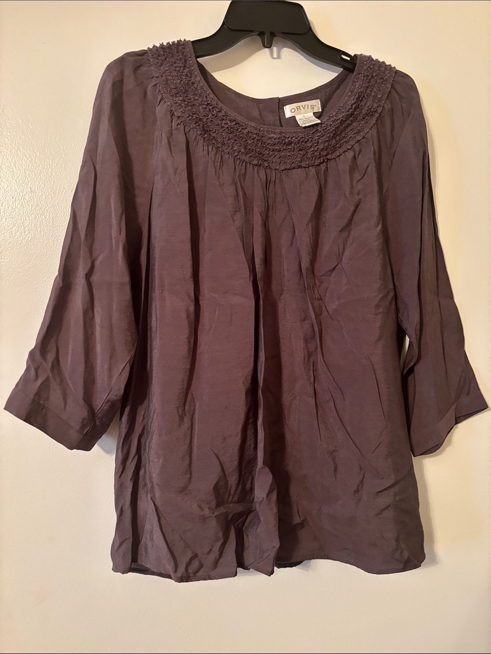 Orvis Women's Plum Smocked Yoke Blouse